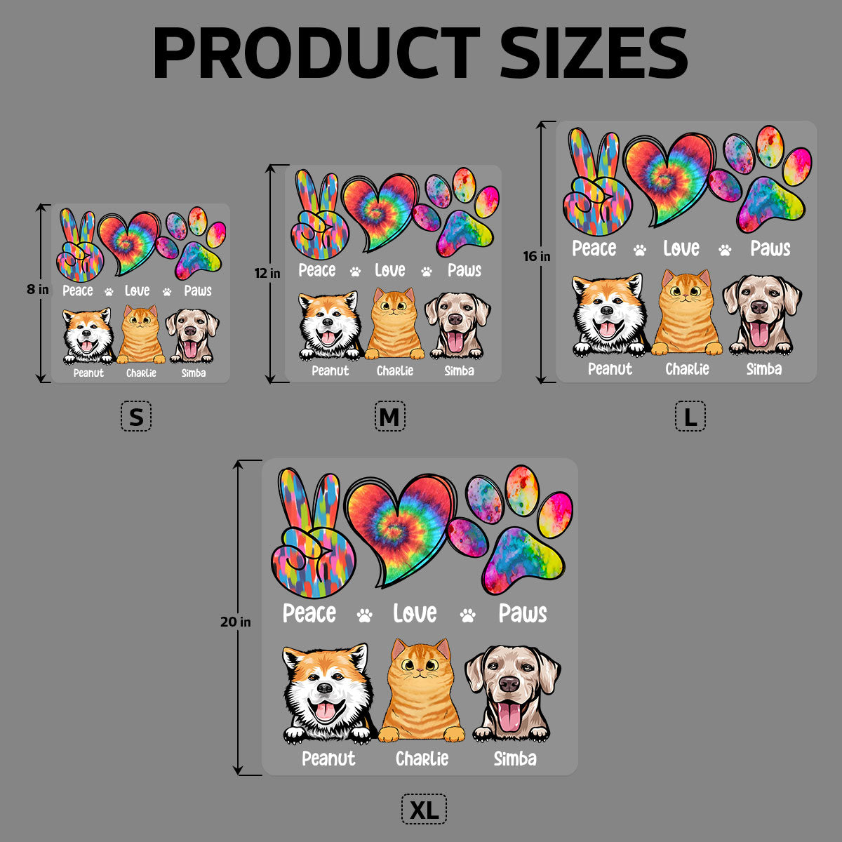 Peace Love Dog Cat Decor Gift For Pet Lover Personalized Decal