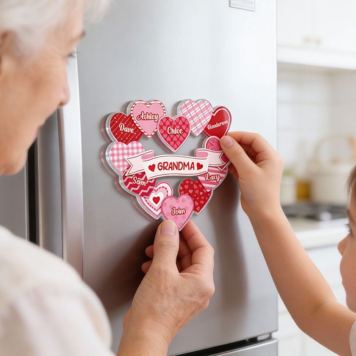 Grandma's Sweethearts Coquette Valentine's Day - Personalized Acrylic Fridge Magnet