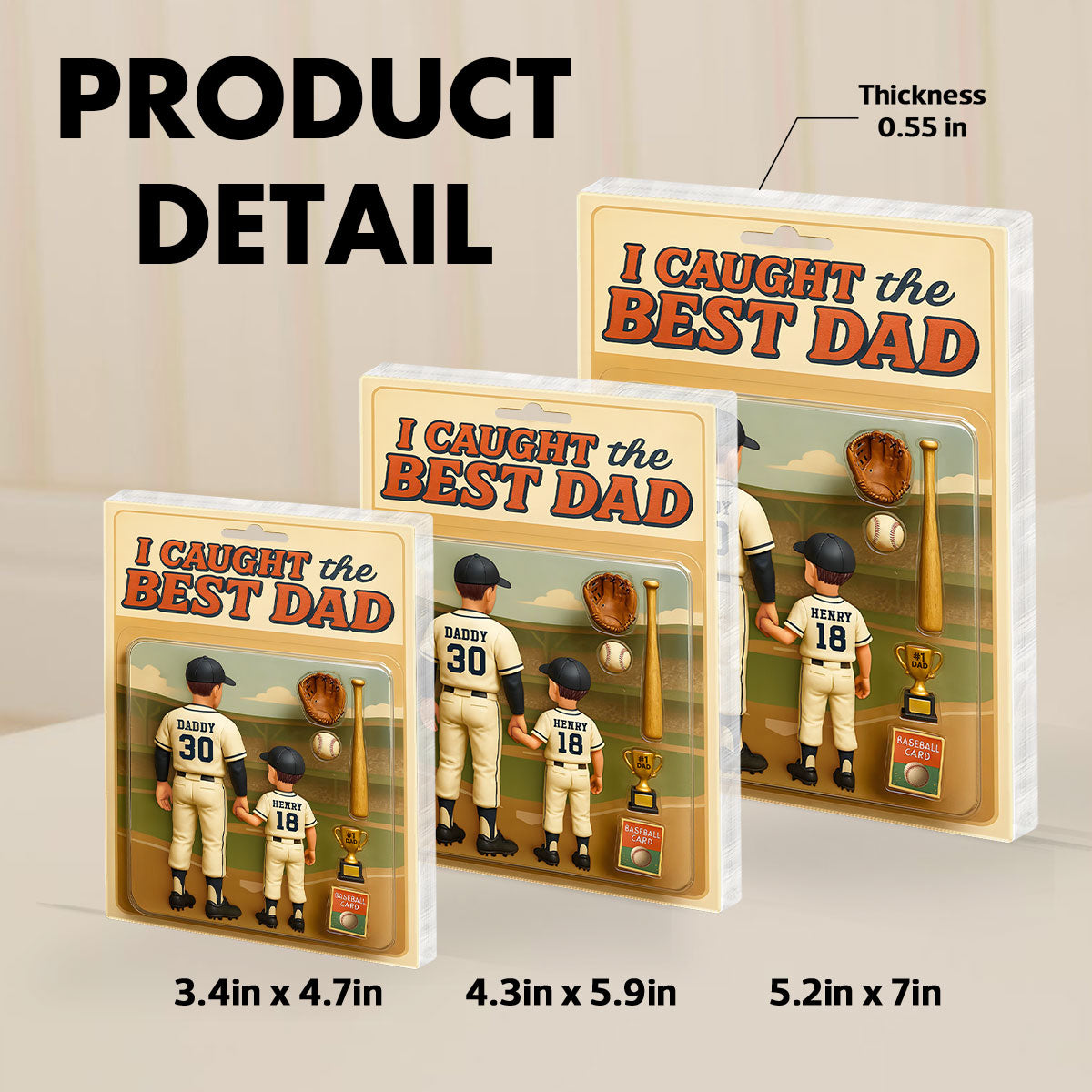 We Caught the Best Dad, Grandpa Baseball Custom Figure Personalized Acrylic Block Plaque