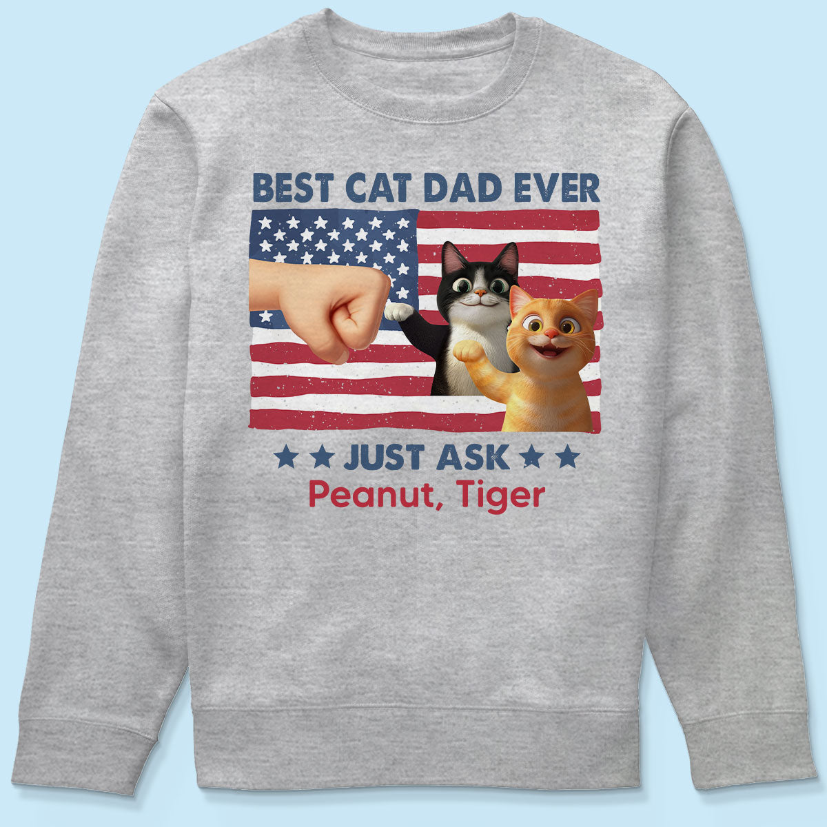 Best Cat Dad Nation Flag Personalized Shirt, Cute Cartoon Funny Cats, Gift for Cat Dads