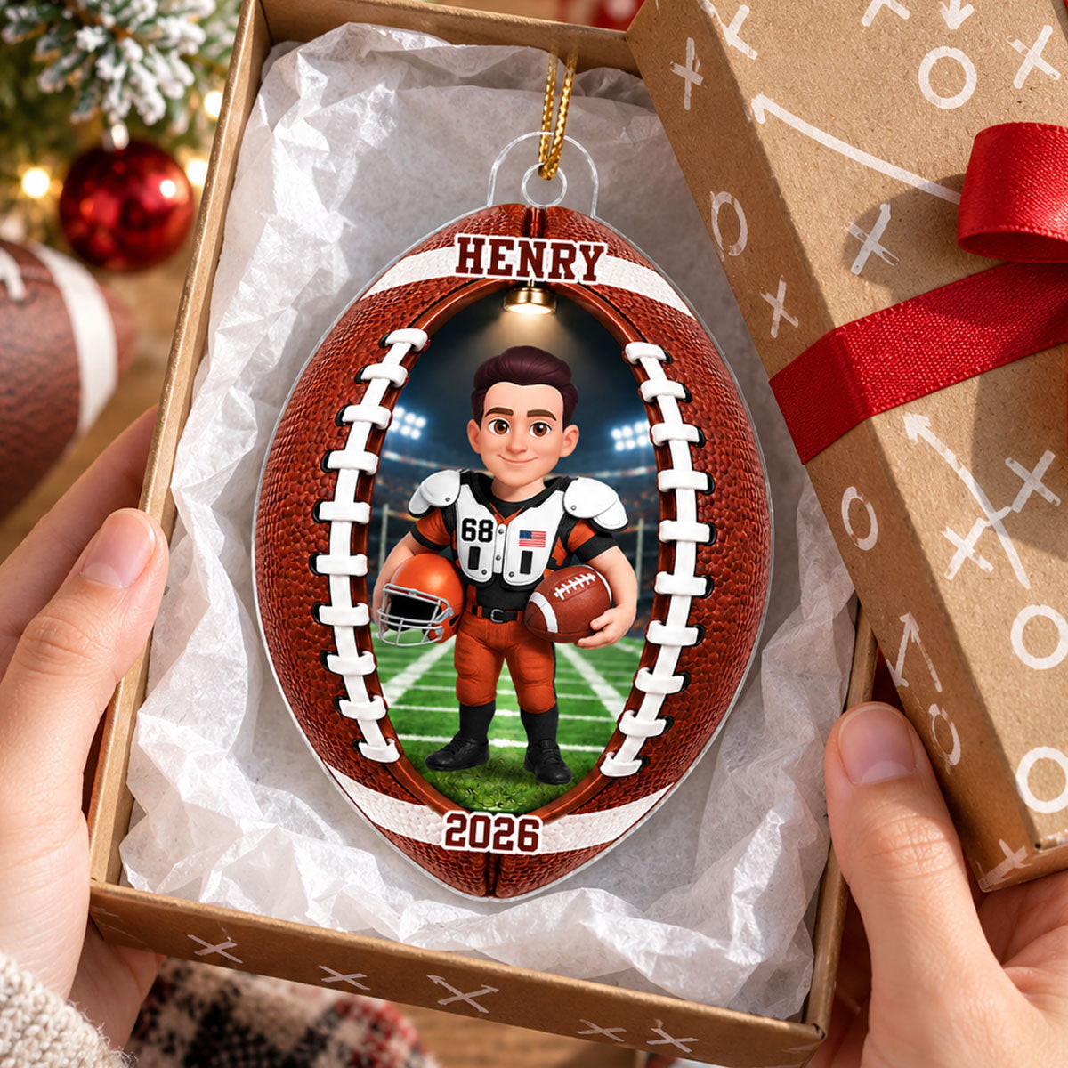 Football Boy Girl Design - Personalized Acrylic Ornament - Christmas Gift For Daughter, Son, Grandkids