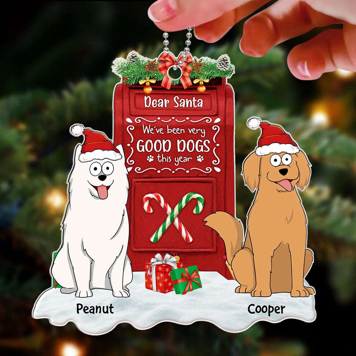 Dear Santa We‘ve Been Very Good Dogs Funny Dogs Cartoon Personalized Acrylic Ornament