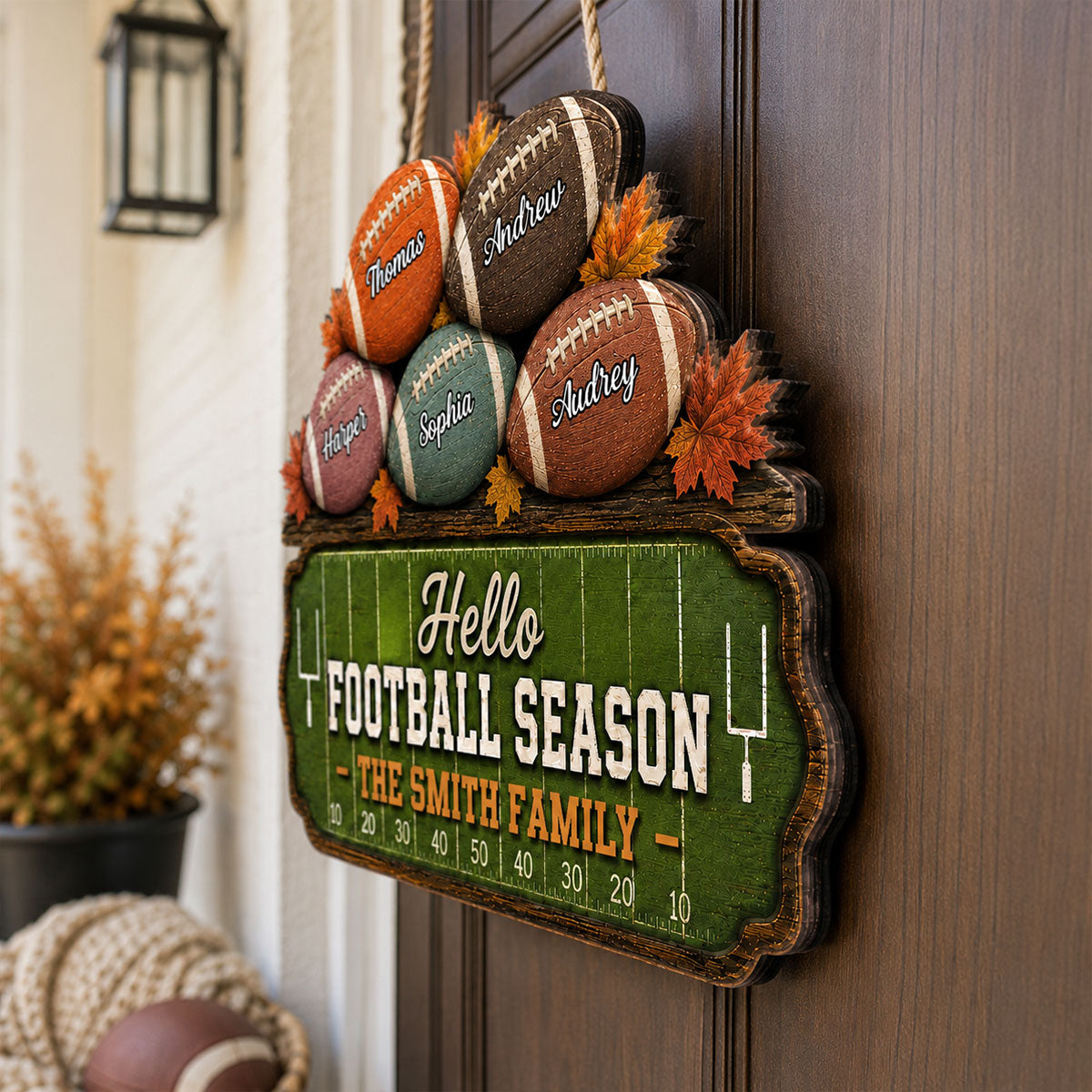 Football Field Family 2D Flat - Personalized Wood Sign - Fall Season Football Season
