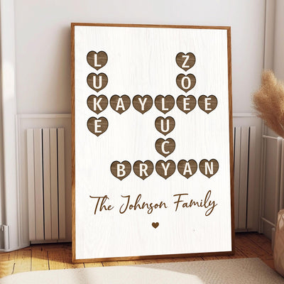 Family Crossword Art - Created In A Moment, Treasured Forever Personalized Poster