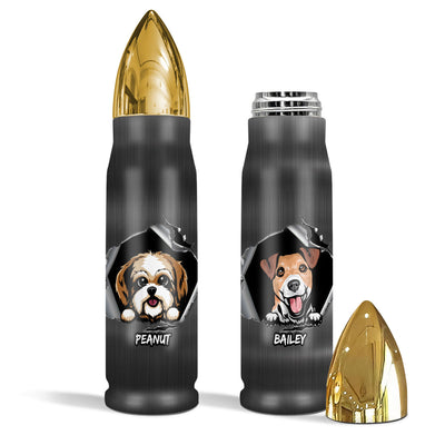 Unique Gift For Dog Lover Peeking Dog Ragged Hole Torn Personalized Bullet Tumbler