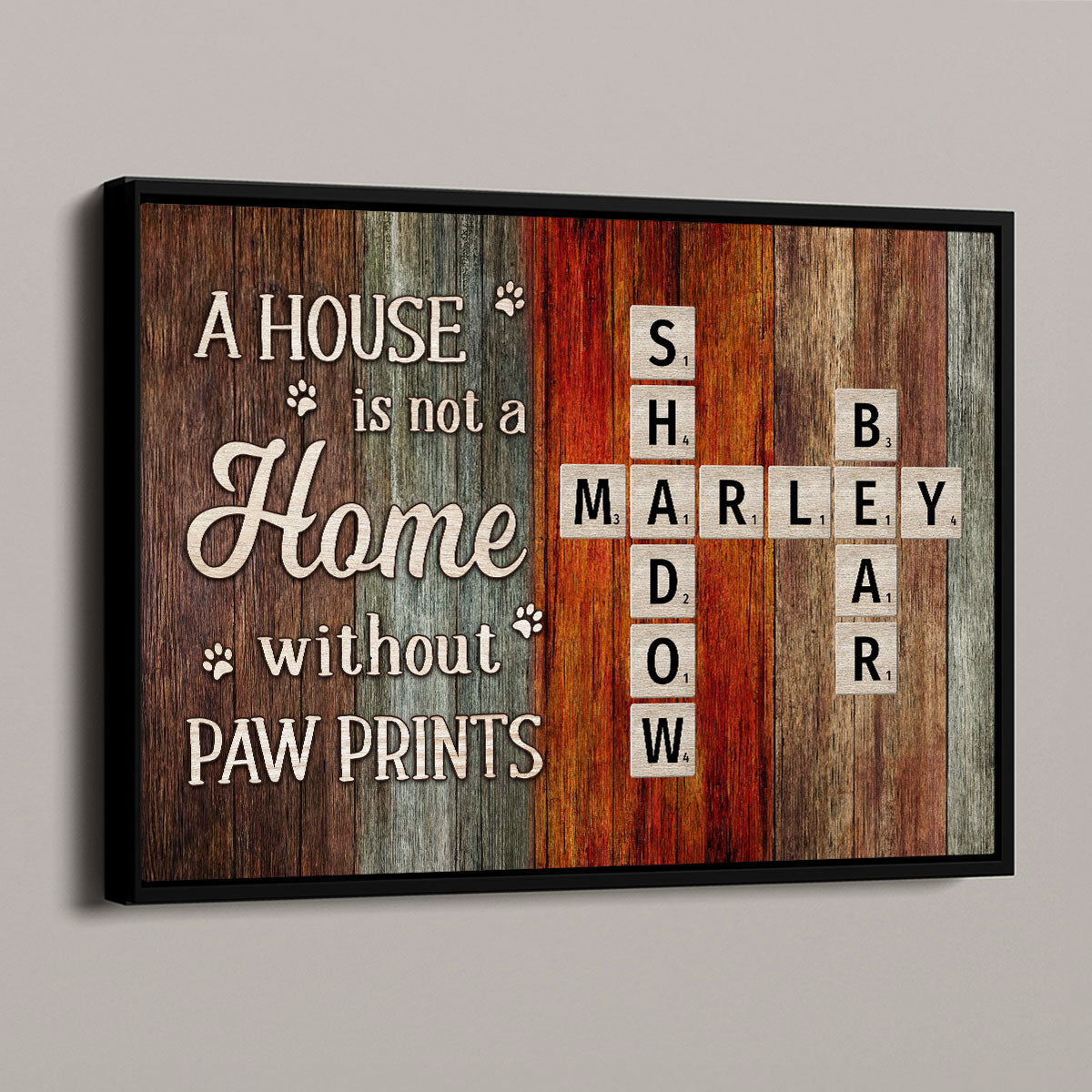House Is Not Home Without Paw Prints Colorful Palette Crossword Puzzle Art Personalized Poster