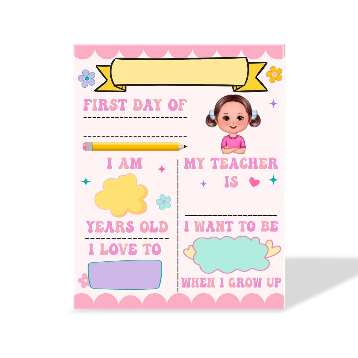 Groovy Style Acrylic First Day Of School Personalized Reusable Board Sign