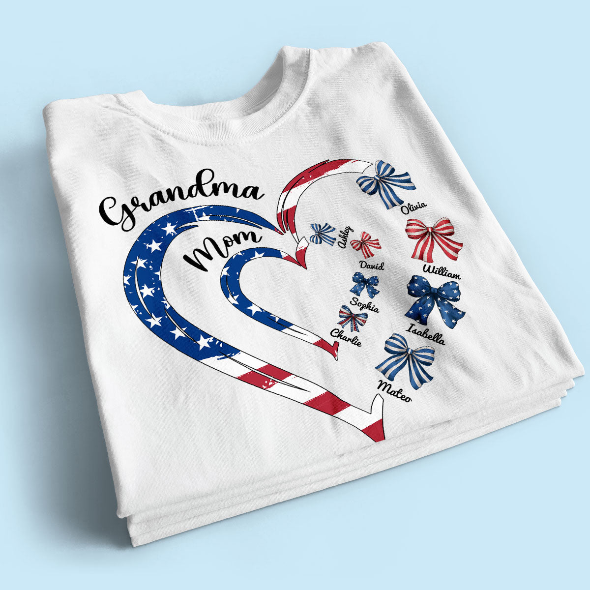 4th Of July First Mom Now Grandma Bow Personalized Shirt, Independence Day