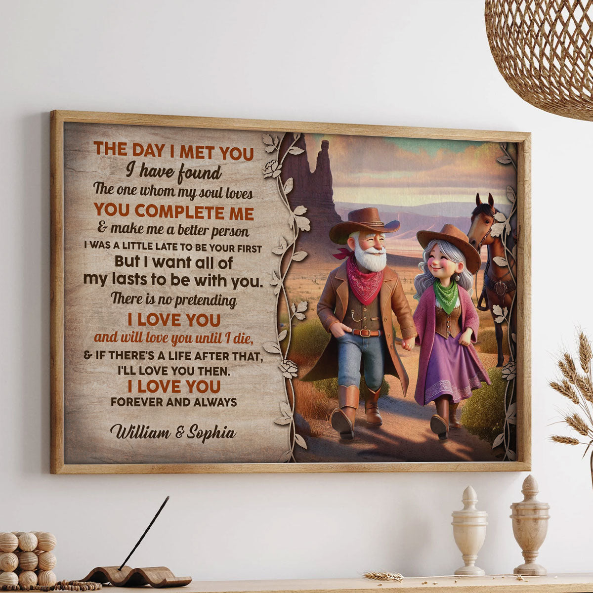 The Day I Met You Cowboy Happy Old Couple Personalized Poster, Anniversary  Gift For Him, For Her, Husband, Wife