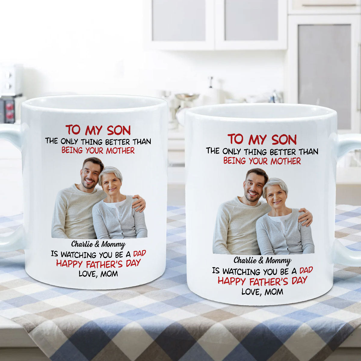 To My Son From Mom Happy Father‘s Day Photo Insert Personalized Mug