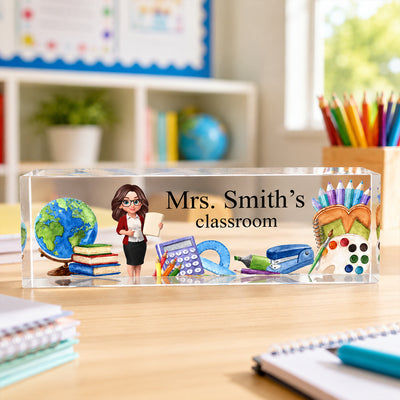Teacher's Classroom Custom Teacher Name Sign - Personalized Name Desk Plate - Back to School Gift for Teacher