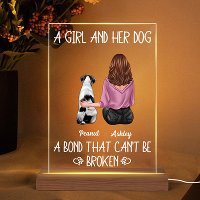 A Girl And Her Dogs A Bond That Can‘t Be Broken Gift For Dog Lovers Rectangle Acrylic Plaque LED Lamp Night Light