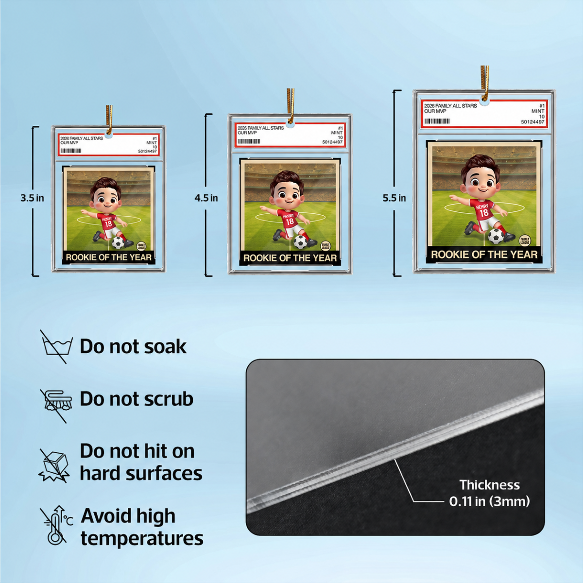 Soccer Rookie Of The Year Kid All Star Trading Card Style - Personalized Acrylic Ornament - Christmas Gift For Kids, Grandchildren