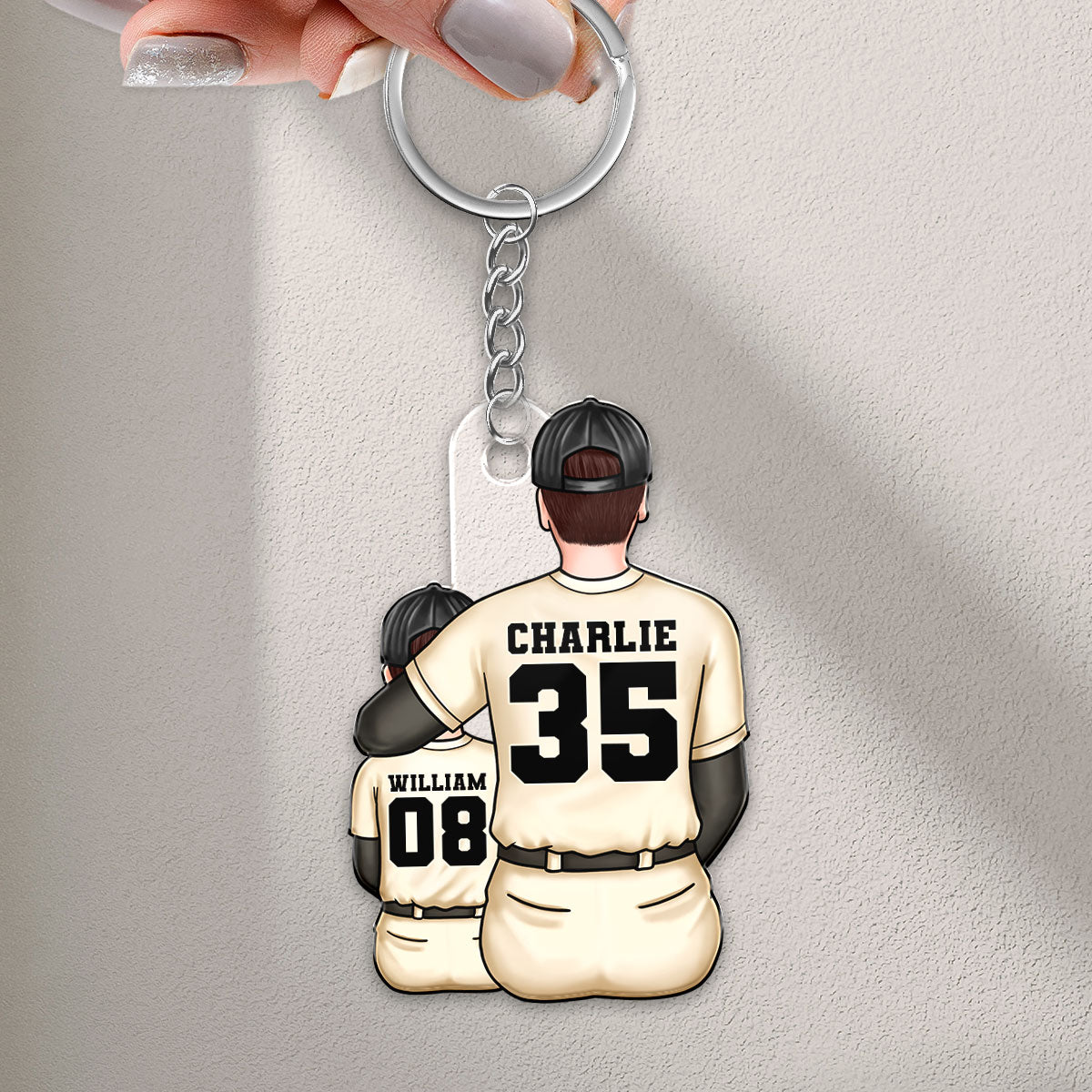 Mom Dad And Kid Baseball Personalized Acrylic Keychain