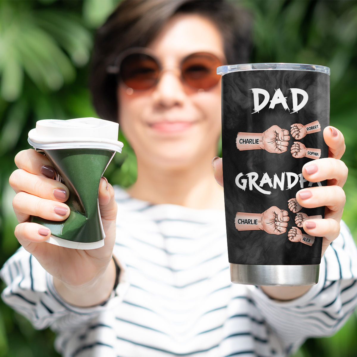 Dad Grandpa Fist Bump Personalized Tumbler, Gift For Dad, Grandpa