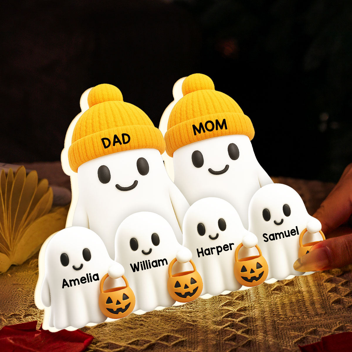 Family Dad Mom Kids Boo Crew Fall Halloween Decor - Personalized Light Box - Gift For Family