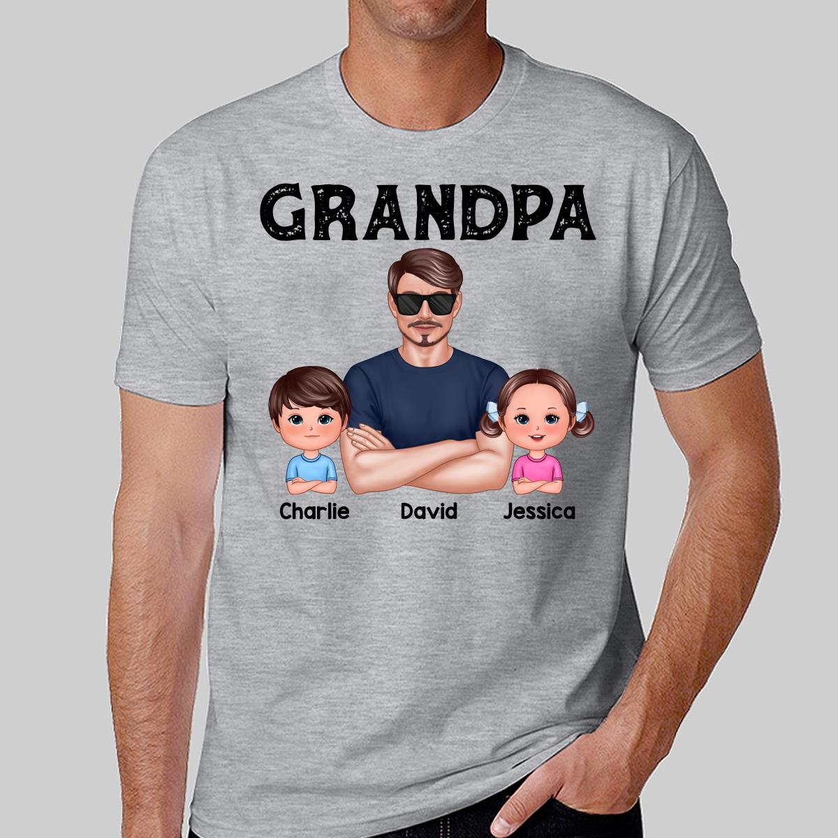 Realistic Grandpa New Face And Doll Kids Personalized Shirt