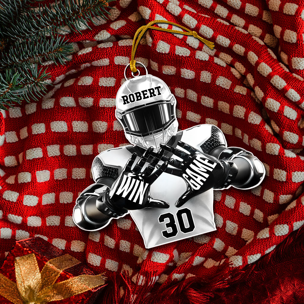 Football Player Football For Life Personalized Acrylic Ornament, 3D Effect Flat Ornament