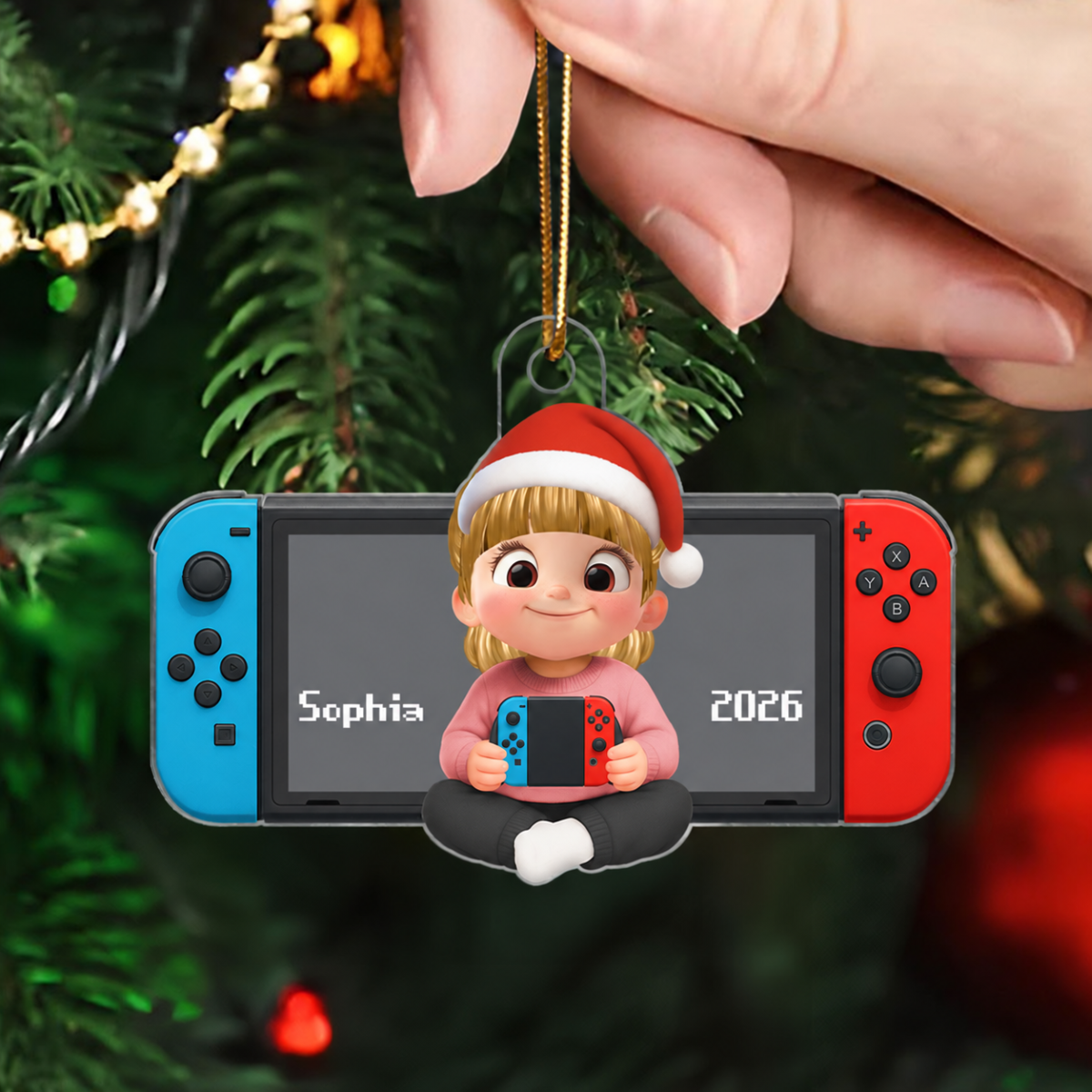 Personalized Gamer 3D Effect Ornament for Boys Girls, Christmas Gift for Kids