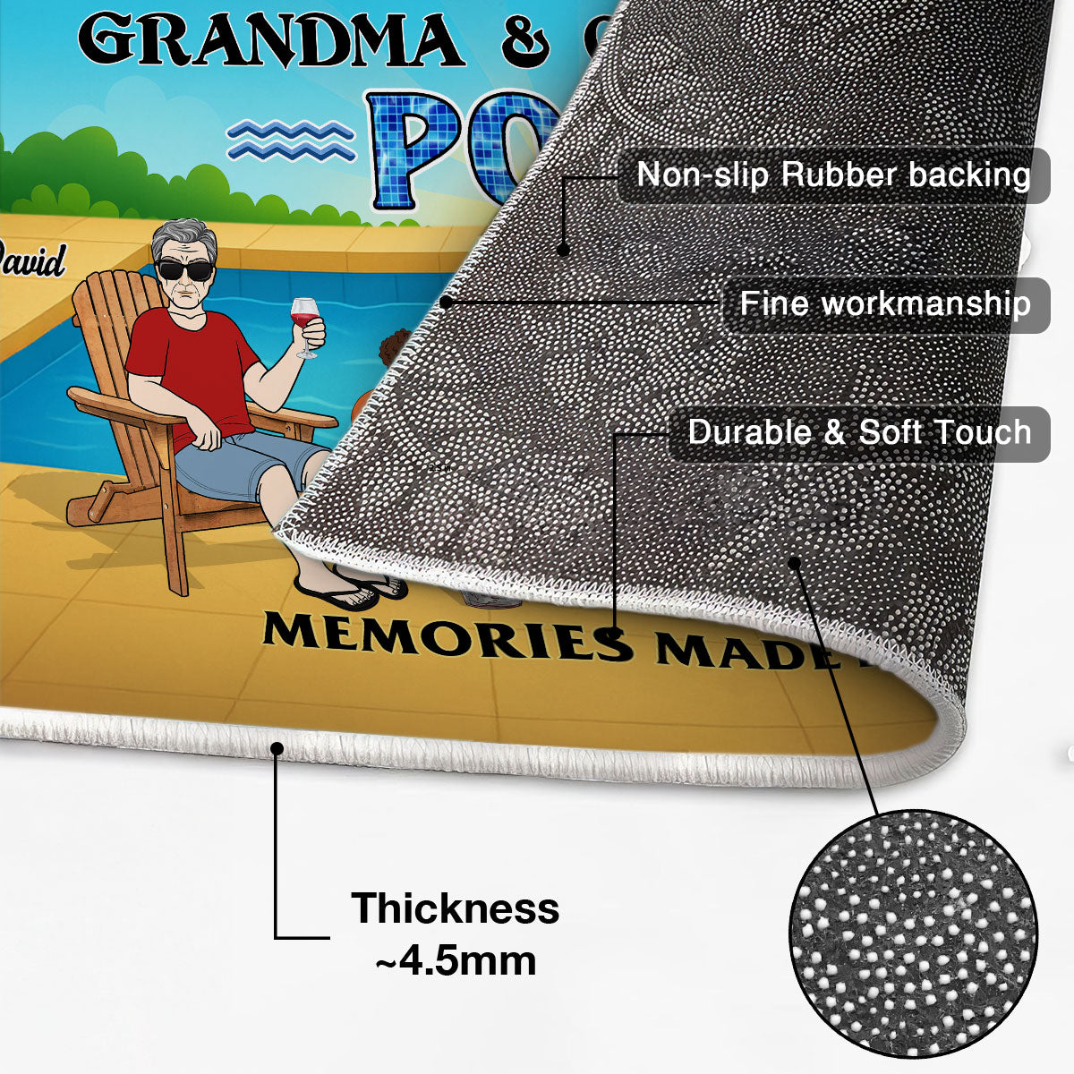 Summer Welcome To Grandpa Grandma Grandparents Pool Personalized Doormat