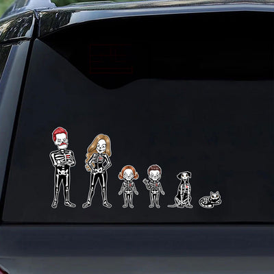 Stick Figure Family Personalized Car Decal, Halloween Decor