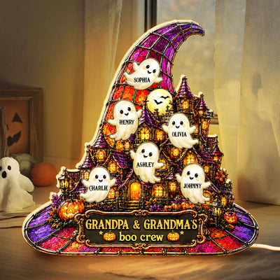 Halloween Witch Hat Haunted House Grandpa Grandma's Boo Crew - Personalized Light Box - Halloween Decor For Grandparents
