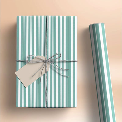Green White Stripes Gift Wrapping Paper