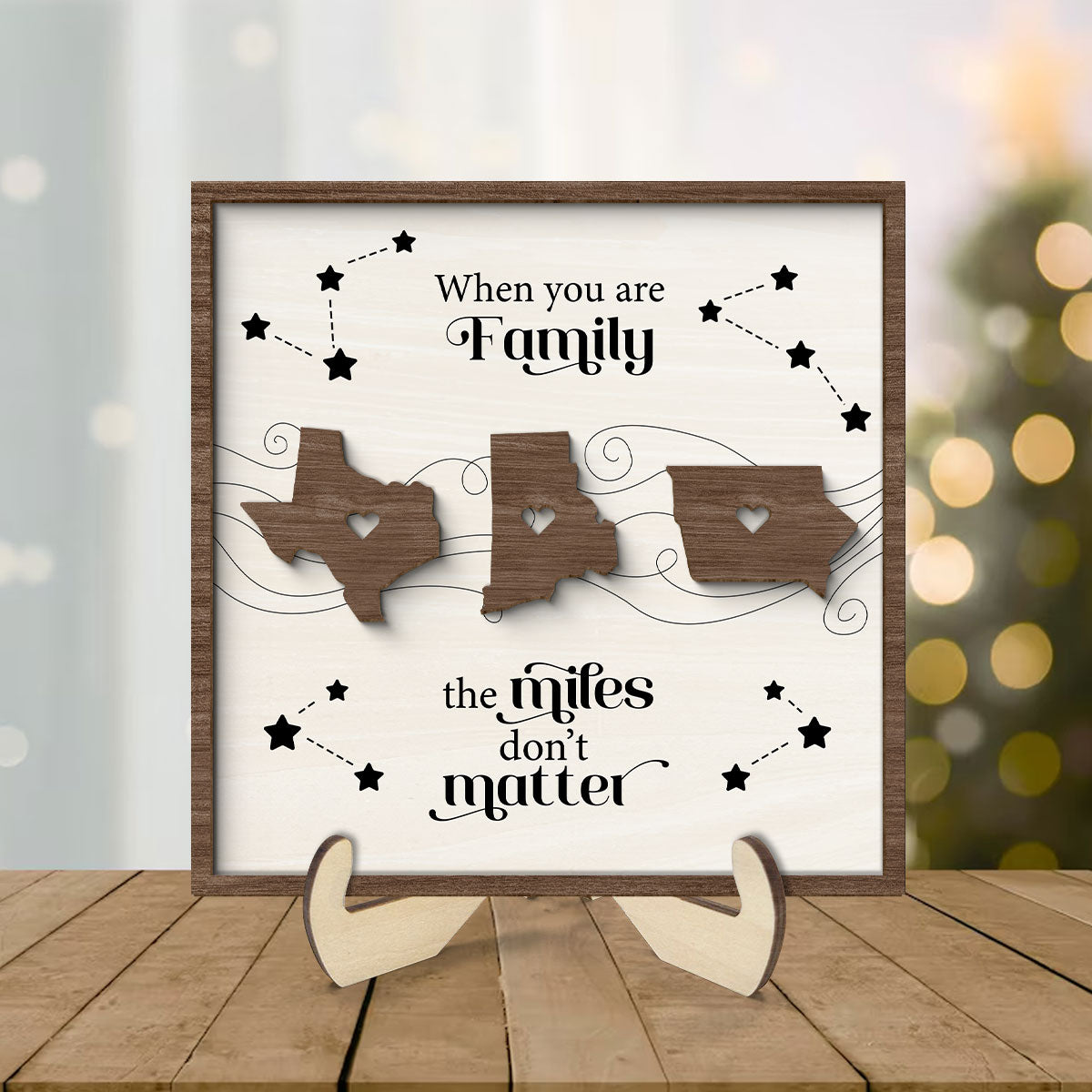 Long Distance Family Friends Siblings Sisters Besties Personalized 2-Layer Wooden Plaque, Togetherness Christmas Gift