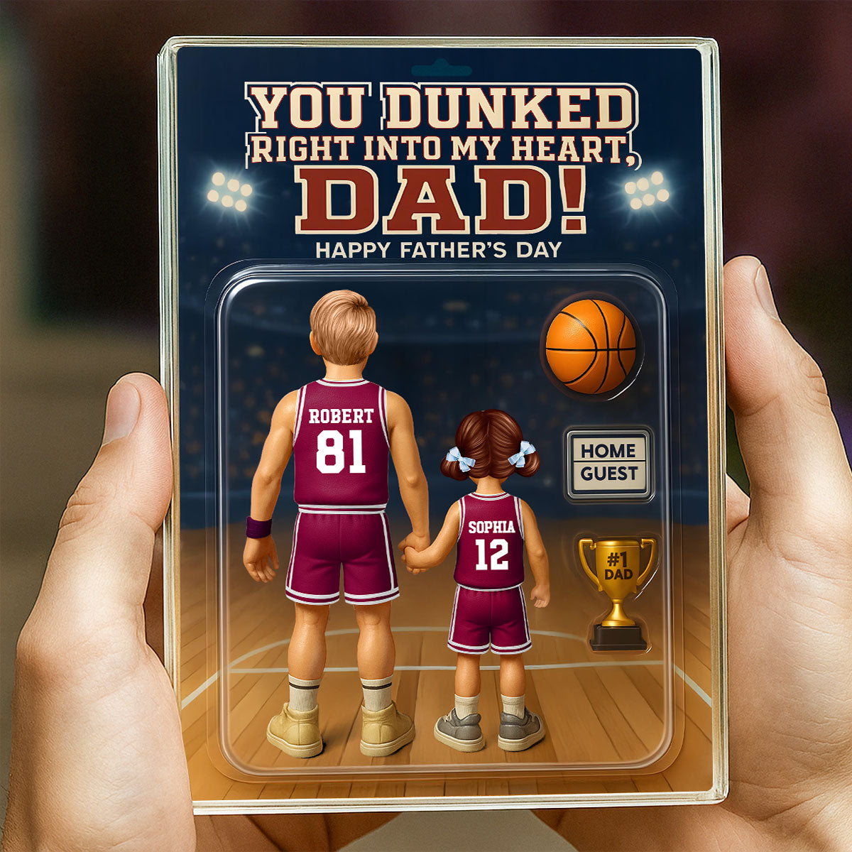 You Dunked Right into my Heart Dad, Basketball Custom Figure - Personalized Acrylic Block Plaque - Gift For Dad, Gift For Husband, Gift For Grandpa