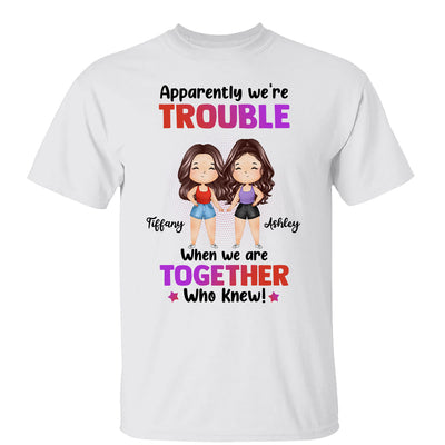 Trouble Besties Best Friends Watercolor Personalized Shirt