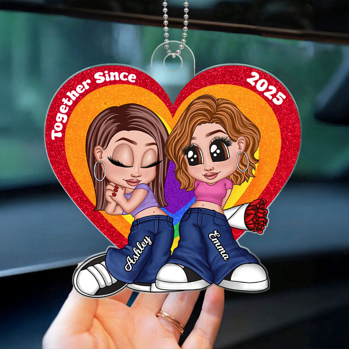 Y2K Style LGBT Couple Car Accessories Personalized Car Hanger Ornament