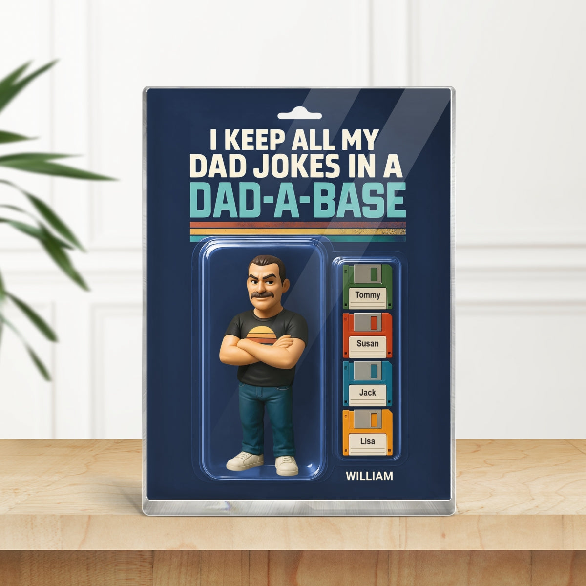 I Keep All My Dad Jokes in a Dad-a-base Custom Action Figure Personalized Acrylic Block Plaque, Funny Father's Day Gift for Dad