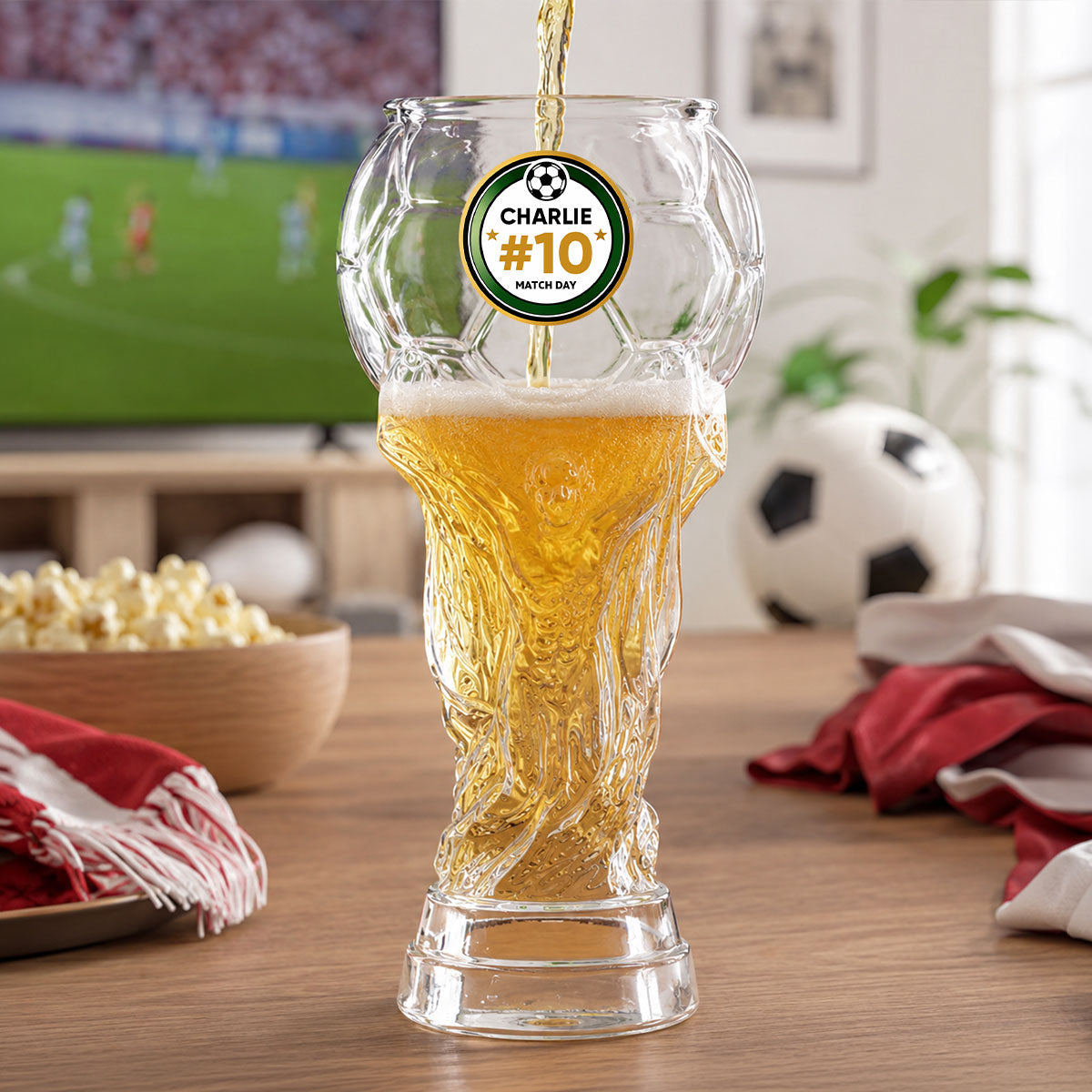 World Cup 2026 Match Day Football Soccer Game - Personalized Trophy Beer Glass - Birthday Gift for Him, Gift for Dad