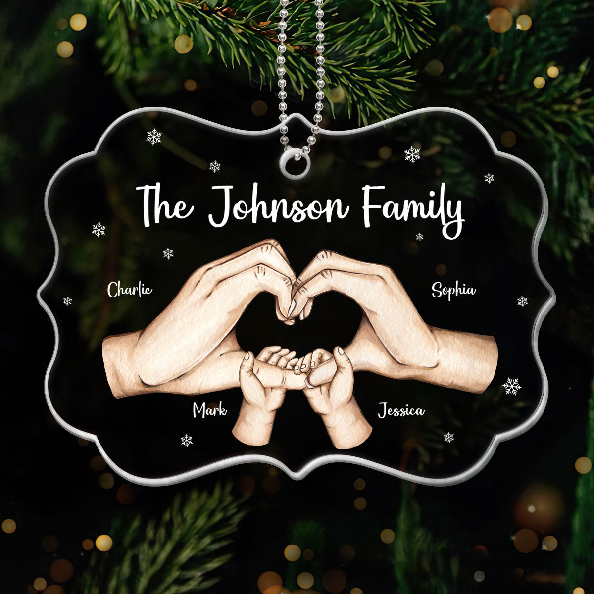 Together We Make A Family Heart Hands Personalizec Acrylic Ornament