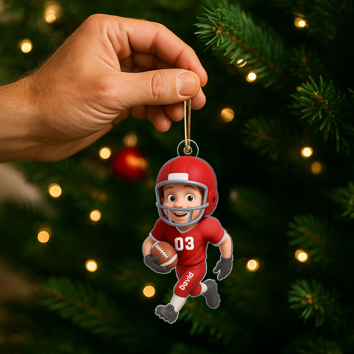 Football Player Personalized 2D Flat Acrylic Ornament, Christmas Gift for Son, Grandson