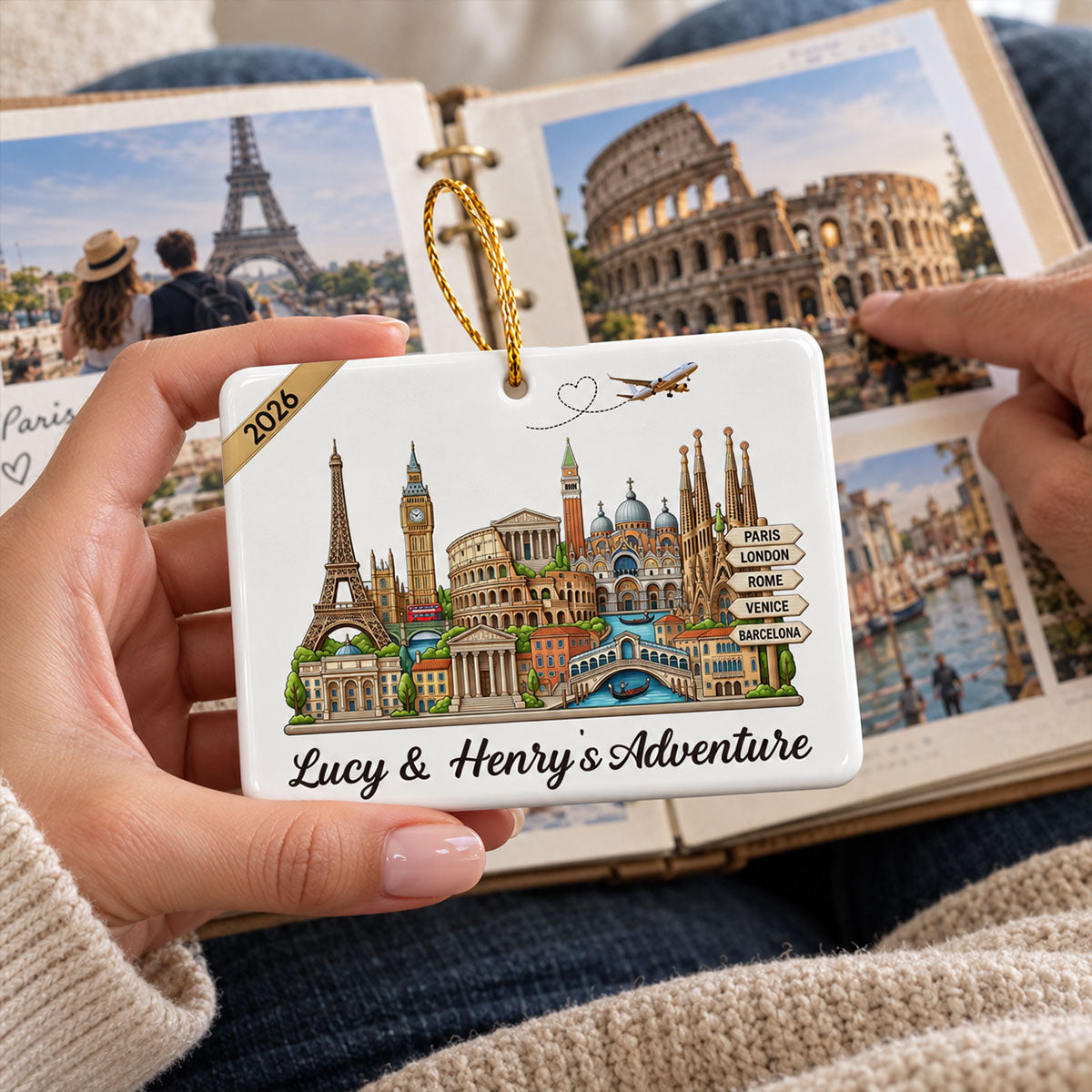 Travel Destinations The Places You've Been Landmarks - Personalized Ceramic Ornament - Traveling Destination Keepsake, Christmas Gift For Traveling Lovers