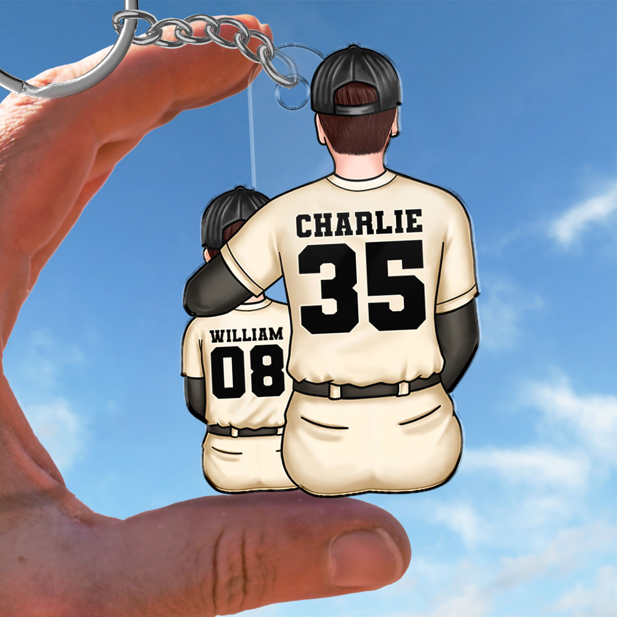 Mom Dad And Kid Baseball Personalized Acrylic Keychain