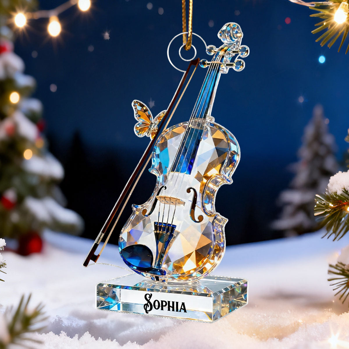 Violin Music Crystal Effect - Personalized Acrylic Ornament - Unique Christmas Gift For Violinist