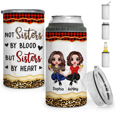 Leopard And Red Plaid Best Friends Personalized 4 In 1 Can Cooler