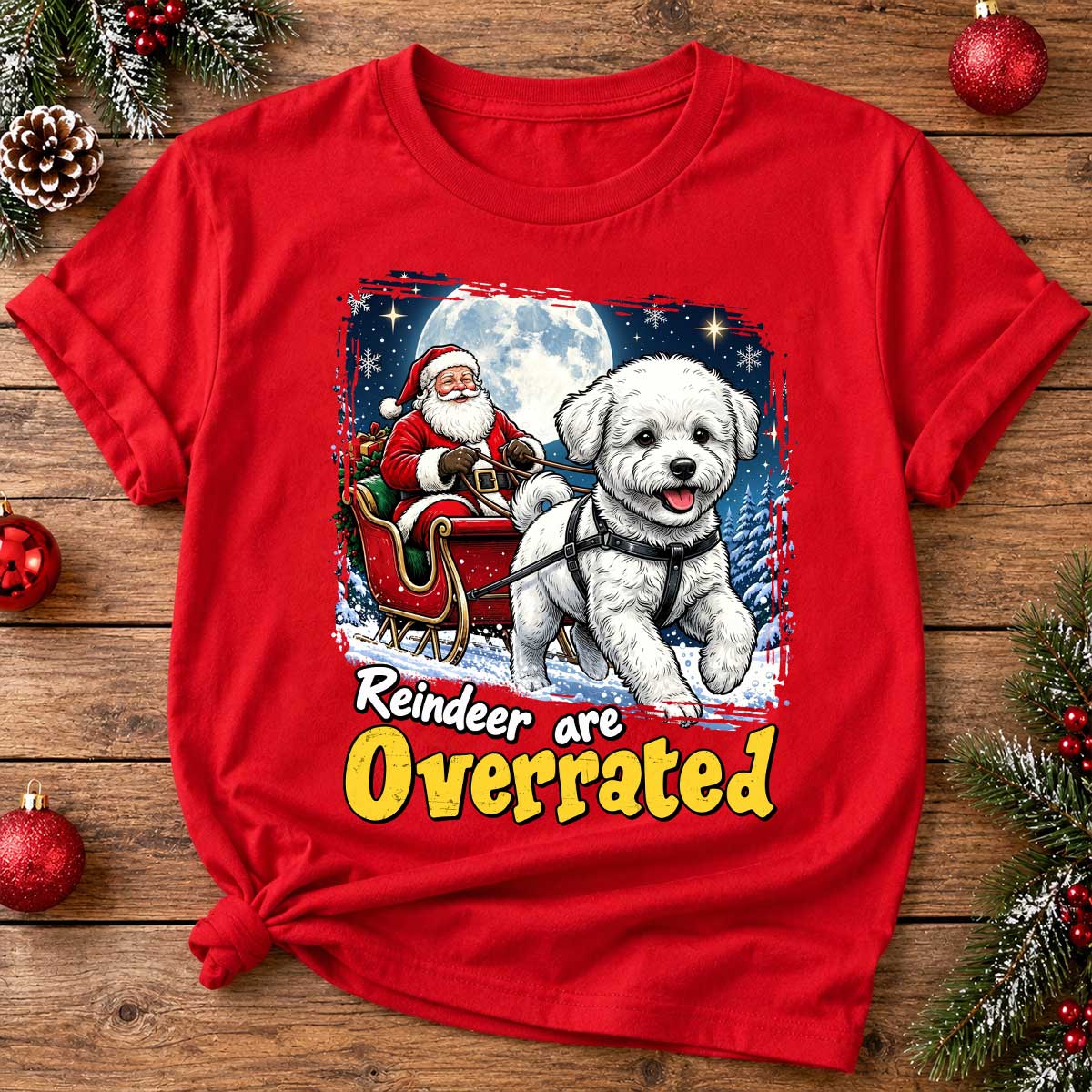 Funny Santa Dog Reindeer Are Overrated Upload Pet Photo - Personalized Shirt - Funny Christmas Gift For Dog Lovers