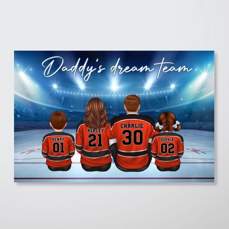 Hockey Team Personalized Poster Custom Gift for Dad Grandpa Husband and Family Home Decor