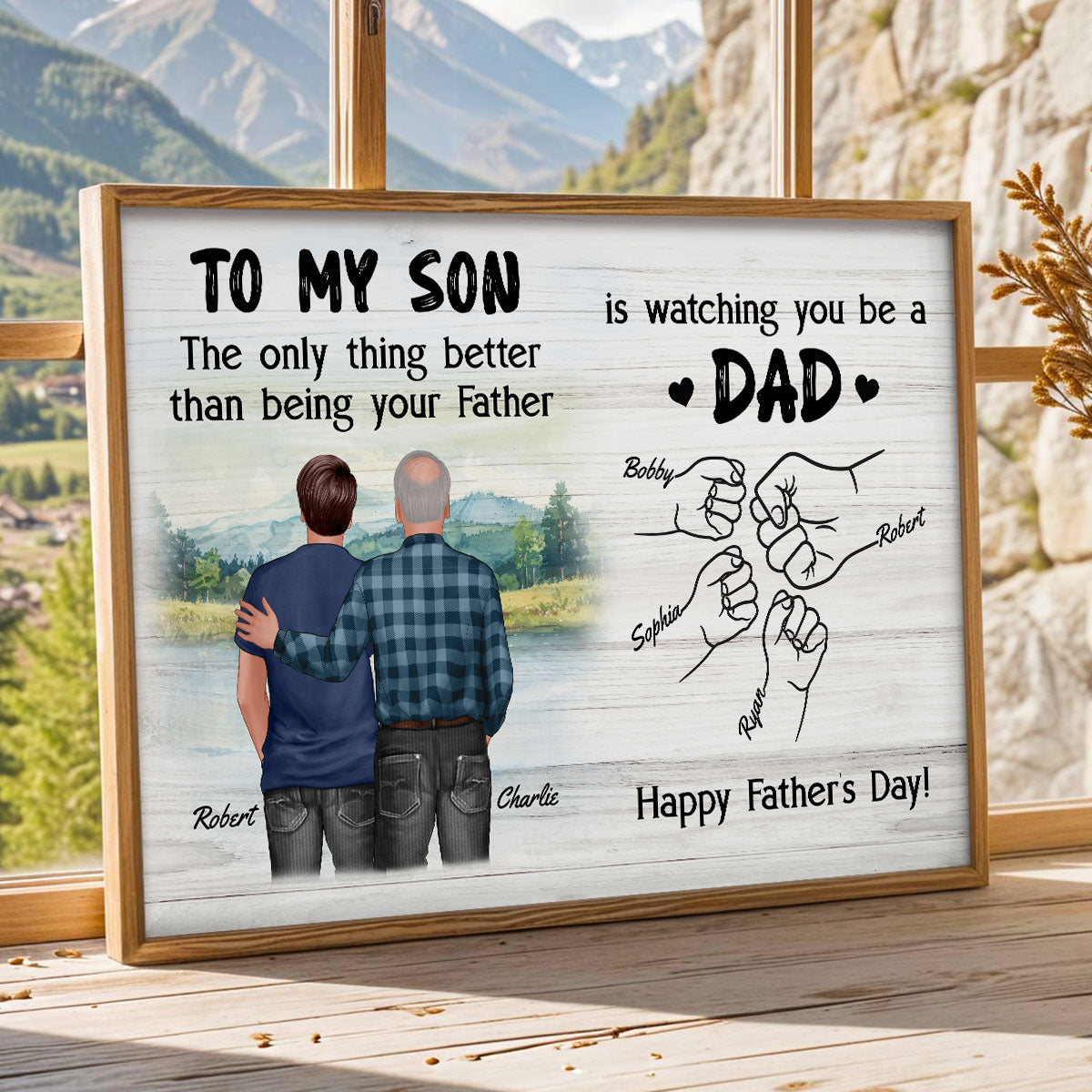 From Mom Dad To Son Watching You Be A Dad Blue Theme Personalized Poster, Gift For Son