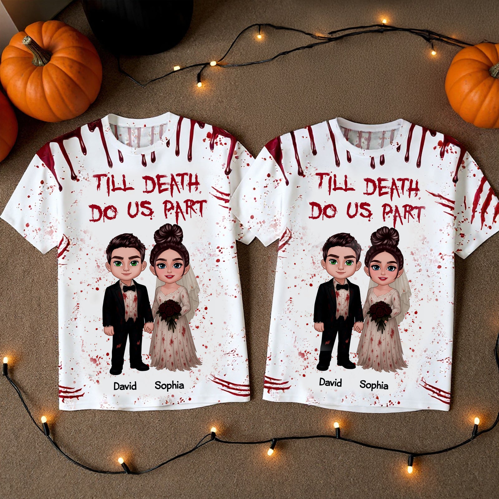 Halloween Horror Theme Couple Matching Personalized Shirt