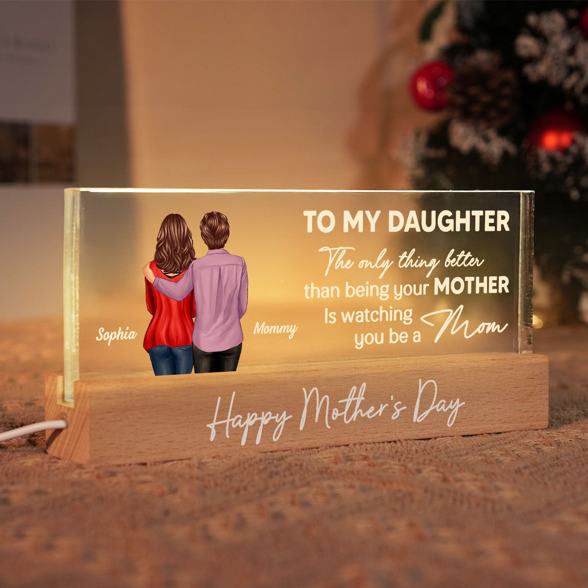 To My Daughter From Mom Personalized Acrylic Block LED Night Light