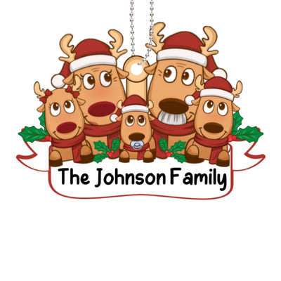 Reindeers Family Personalized Wooden Ornament