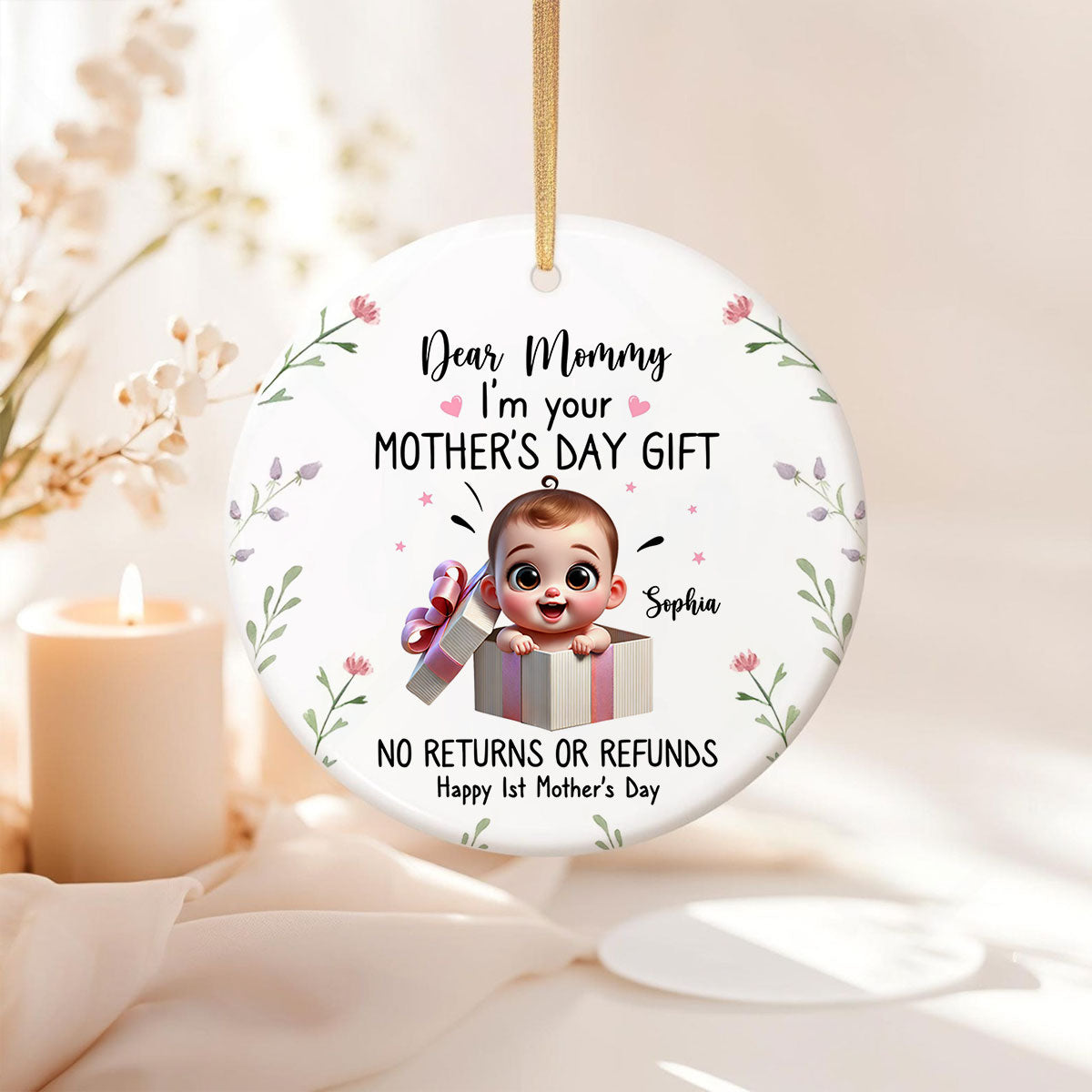 Dear Mom I'm Your Mother's Day New Mom Gift Personalized Ceramic Ornament, Funny Gift For Wife