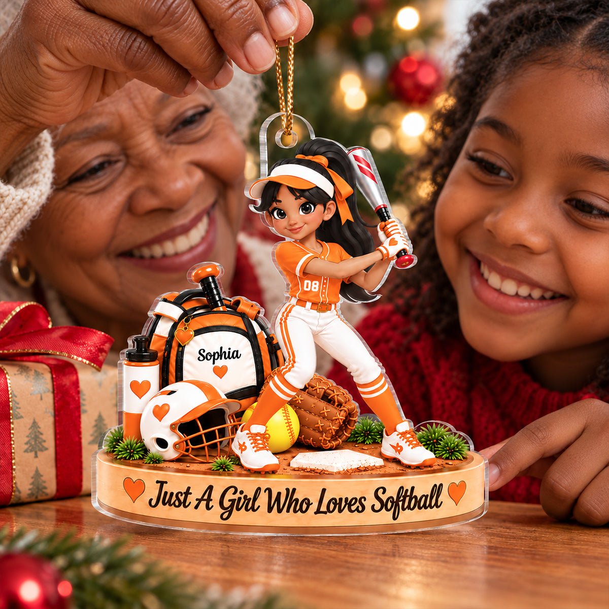 Just a Girl Who Loves Baseball Softball - Personalized Acrylic Ornament - Christmas Gift for Daughter, Granddaughter, Niece