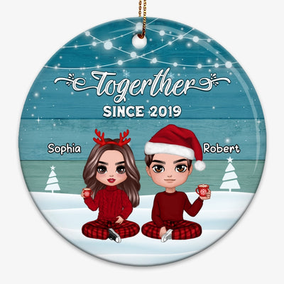 Blue Palette Couple Together Since Personalized Circle Ornament