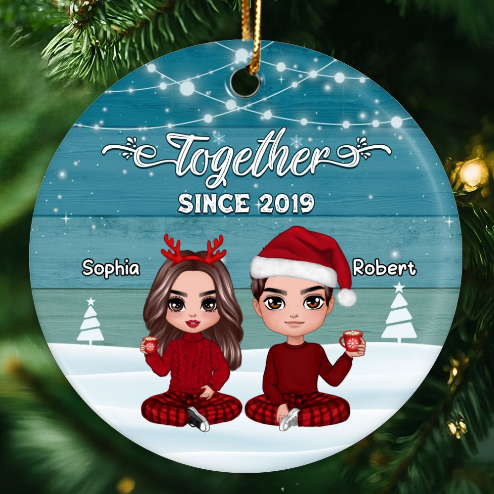 Blue Palette Couple Together Since Personalized Circle Ornament