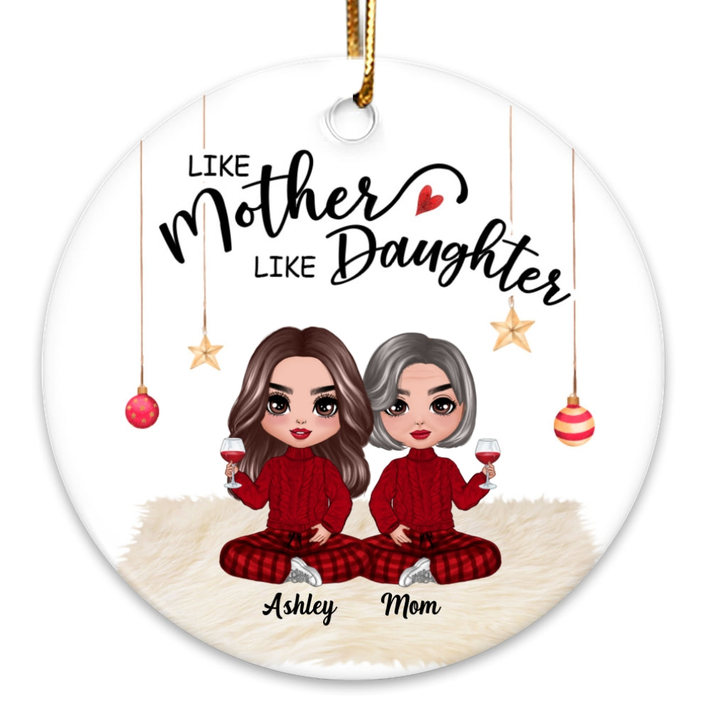 Doll Mother And Daughters Personalized Circle Ornament